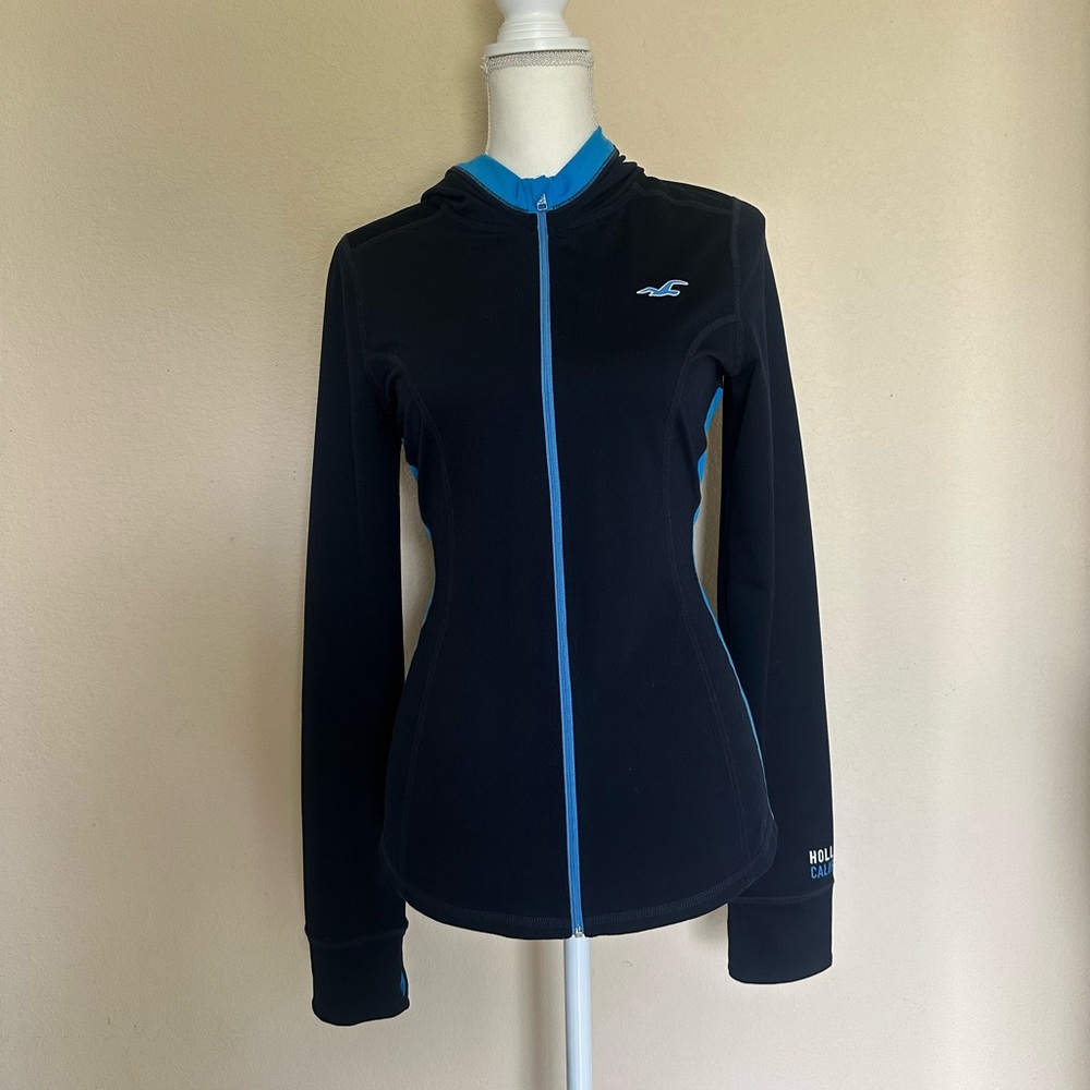 Hollister Blue Full Zip Up Track Jacket Sz L Athleisure Activewear Gym Gorpcore